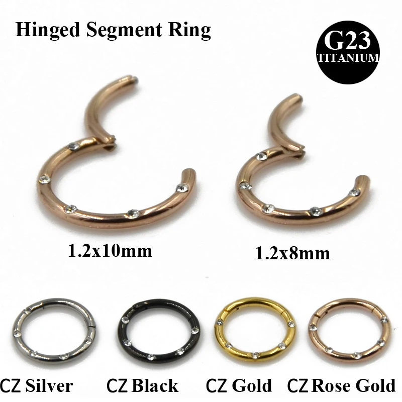 1pc Titanium Steel Hinged Segment Nose Ring 16g Nipple Clicker Ear