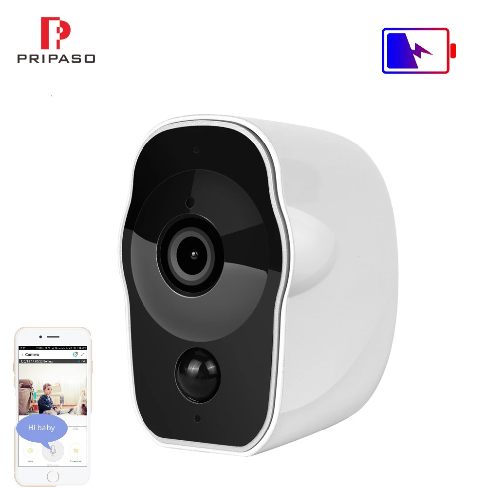 

1080P Wireless Battery Powered IP Camera Outdoor Waterproof Security Rechargeable Camera Clear Night Vision Alarm Mail