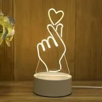 Декоративный выключатель управления 3D тени Оптическая иллюзия акриловая Ночная детская лампа светильник Специальный 3d светодиодный ночник - Испускаемый цвет: Heart