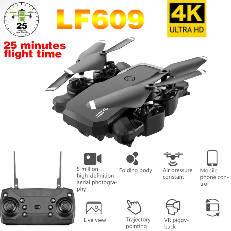 LF609 Дрон 4K с HD камерой wifi 1080P двойная камера Follow Me складной Квадрокоптер FPV Профессиональный Дрон долгий срок службы батареи игрушка