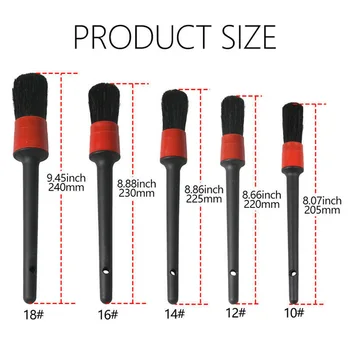 

Rim Car Cleaning brushes Scrub 5Pcs Wild pig hair Set Black Washing Wheels