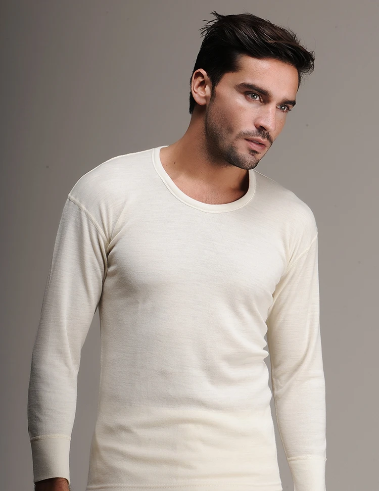 

Man Wool Blouse Winter Warmer Gym Thermal Underwear Fabric 75% Wool 25% Acrylic Black And White Balance Body Temperature