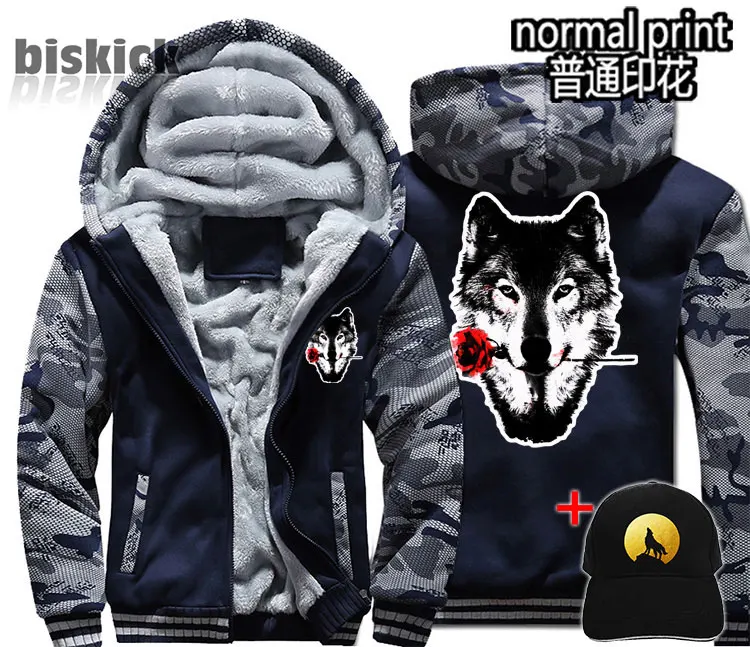 Wolf Veste loup regard одежда для мужчин wo men wolf dream плотное пальто куртка зимняя теплая Толстовка Топ толстовки - Цвет: Style 7 Asian size