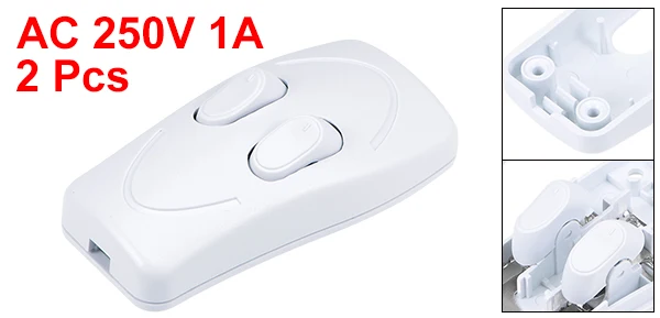 White 2 Qty Uxcell 1/2/5/8 шт. Кулисный Переключатель Встроенный шнуровой выключатель AC 250V 1A дуплекс ВКЛ-ВЫКЛ проходной для Спальня Настольный светильник черного и белого цвета - Цвет: White 2 Qty