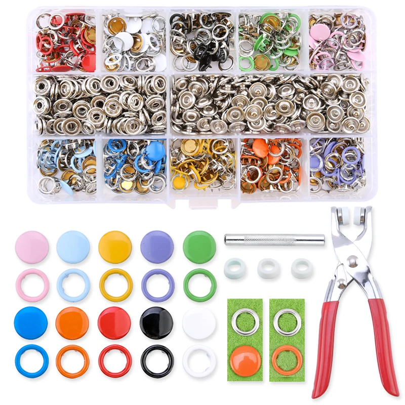 Grommets Snap Fasteners Kit Leather Rivets Buttons Metal Press Studs