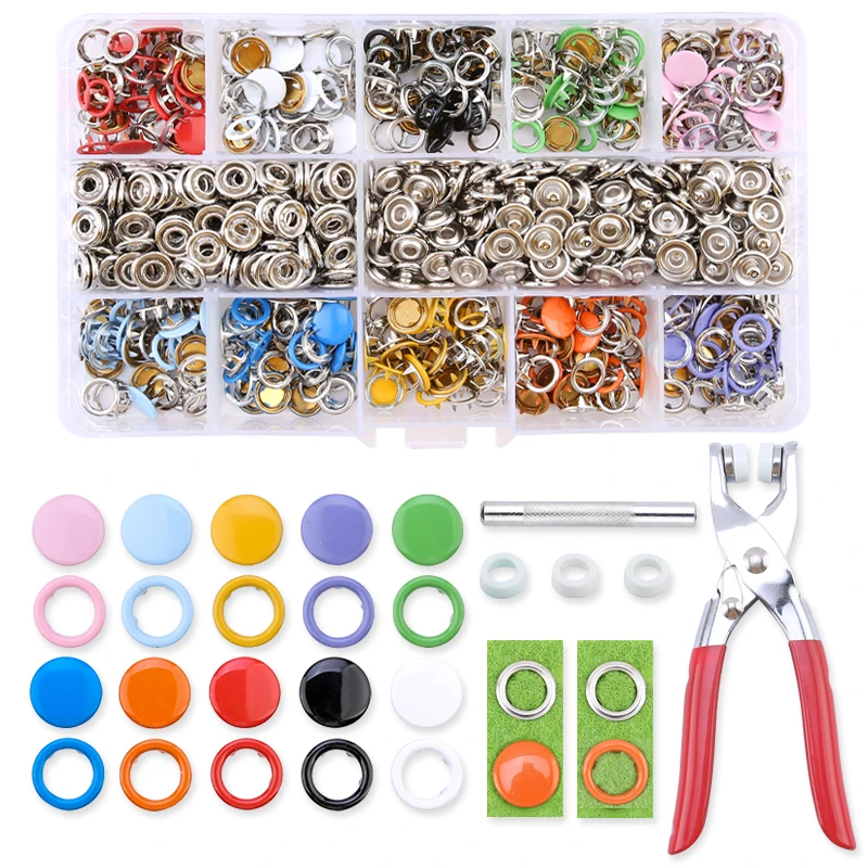 Grommets Snap Fasteners Kit Leather Rivets Buttons Metal Press Studs