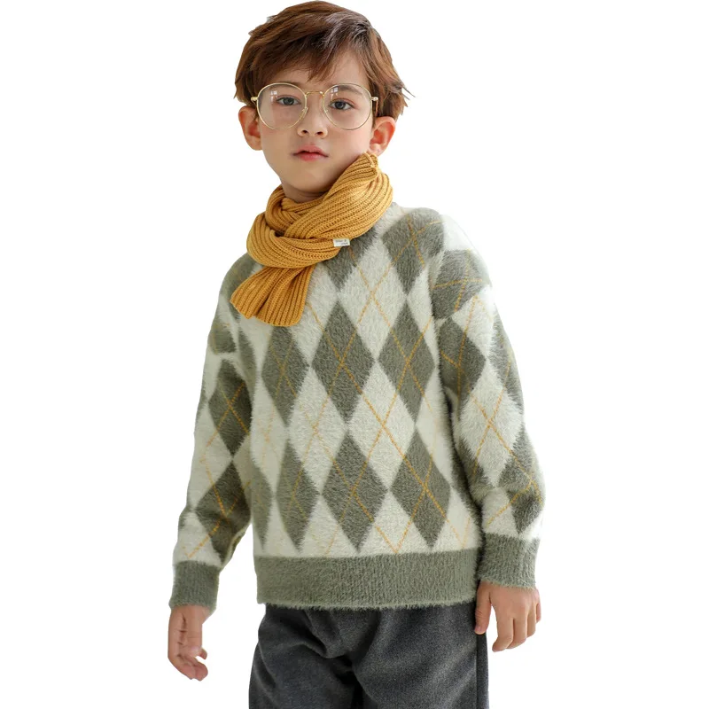 

Boy sweater baby 2019 new autumn and winter children's mink-like velvet and air-conditioned underclothes