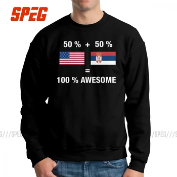 

Man Half Serbian Half American 100% Serbia Flag Sweatshirt Amazing Pullover Cotton Hoodies Normal Male