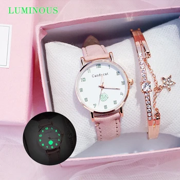 

Woman Watch Luminous Fashion Bracelet For Girls Cute Clock Trend Wristwatches For Female 2020 New Watches Relogio Feminino Xfcs