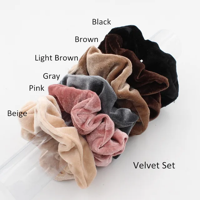 6pcs/lot Fashion Women Girls Silky Satin Hair Scrunchies Solid Stretch Elastic Hair Tie Simple Elegant Rubber Band Ponytail Tie MIX2
