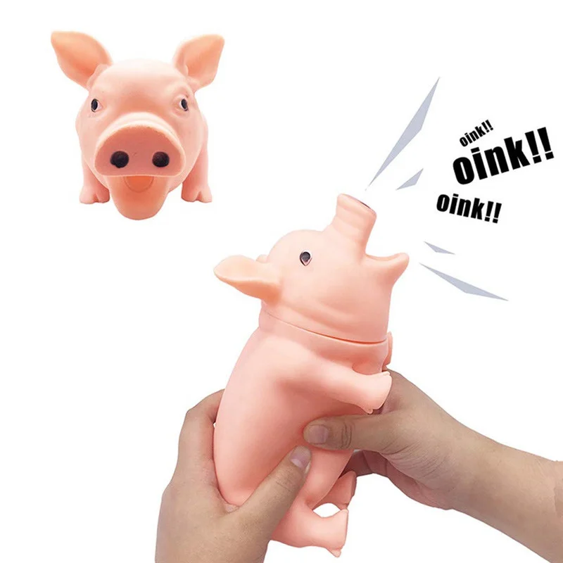 

1pc Colorful Screaming Rubber Pig Pet Teasing Squeak Squeaker Chew Toy Puppy Toy for Dogs for Large Dogs Sound Voice Dog Toys 35