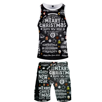 

Christmas Mens Tank Top Sweatpants Suits 2 Pieces Vest Pants 3D Print Casual Fitness Harajuku Tracksuit Clothing Christmas Gift
