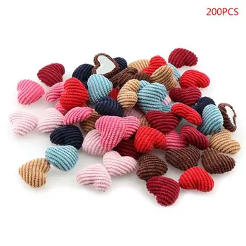 

200 Pcs Handmade Heart-shaped Cloth Buttons DIY Earrings Badges Bags Hair Accessories