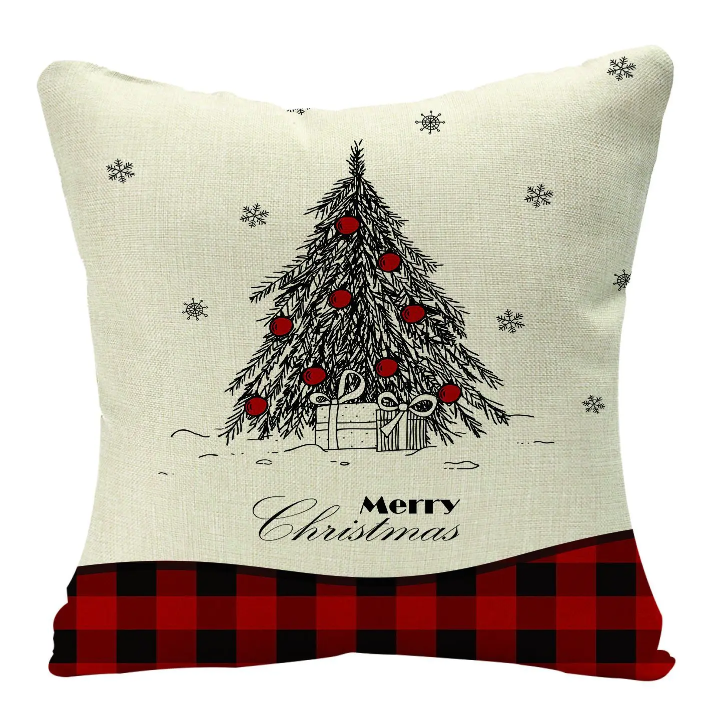 

Yaapeet 1pc Christmas Cushion Cover for Party Polyester Christmas Tree Throw Pillow Case Pretty Festival Cushion Decorative