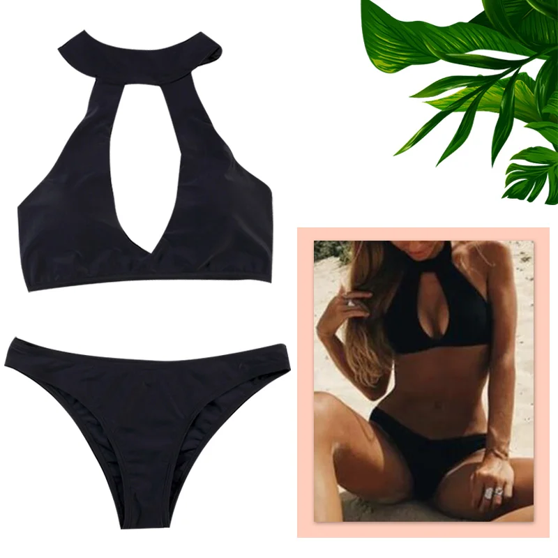 Sexy Black Breathable Beach Adjustable Nylon with Chest Pad Sunmmer Fashion Women Bikini for Women Beach Wear Swimsuit