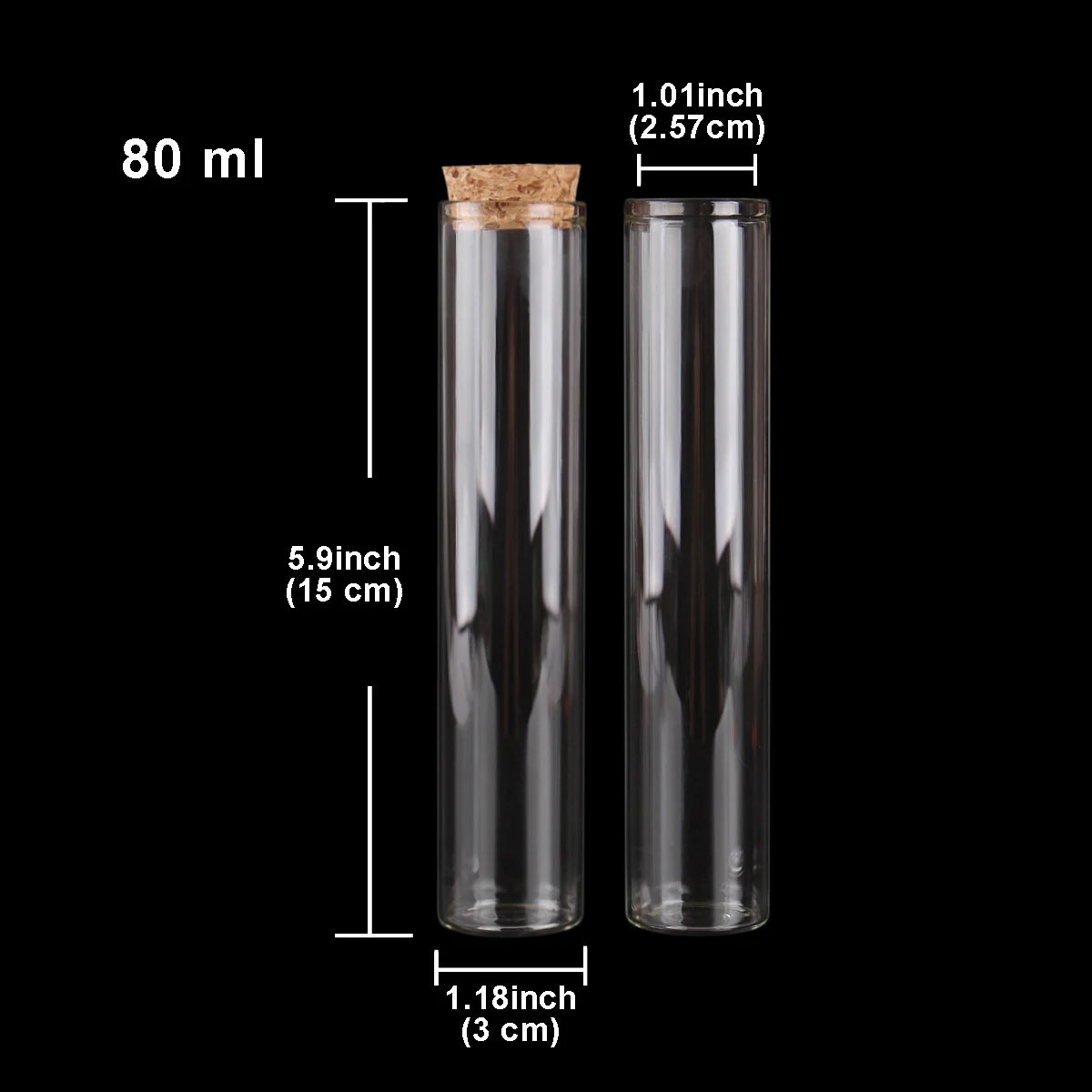 Elegant Glass Test Tubes with Cork Stoppers - Set of 24 Versatile Dragee Jars