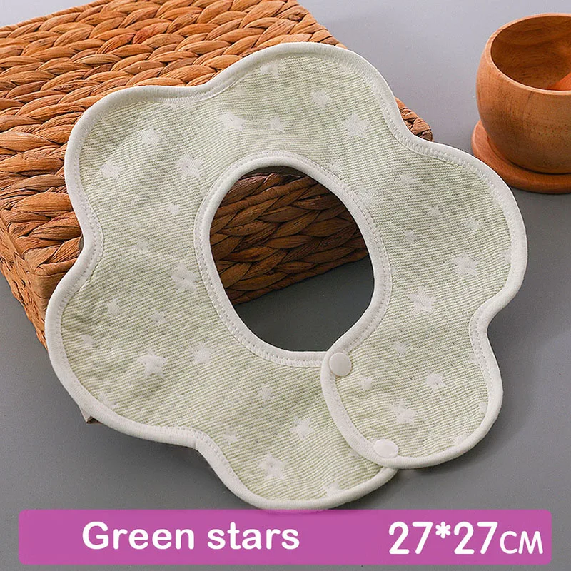 green stars Слюнявчики нагрудники полотенца вращающийся на 360 градусов дышащий многоразовые для детей Детское Кормление высокое качество - Цвет: green stars