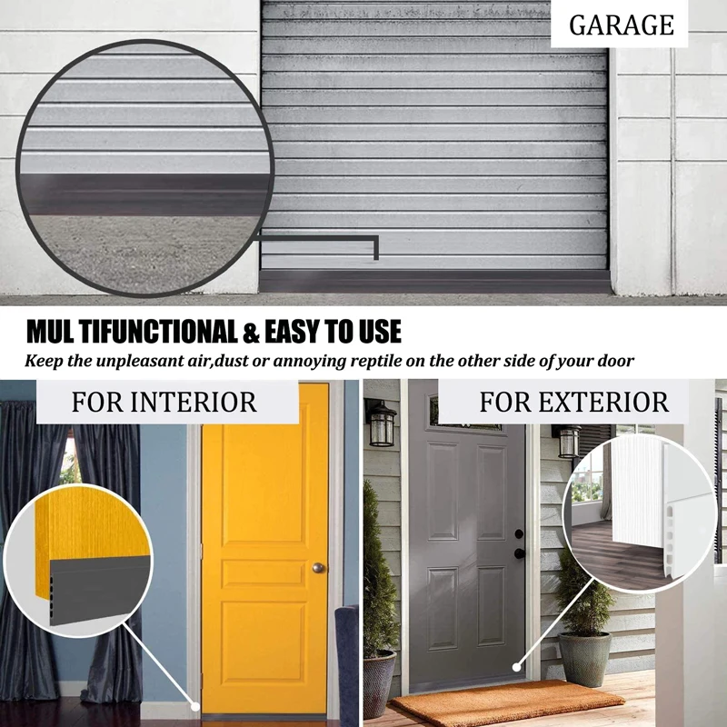 1M Door Bottom Seal Strip Thicken Windproof Soundproof Weather Strip Self Adhesive Door Windshield Sealing Prevent Dust Pests