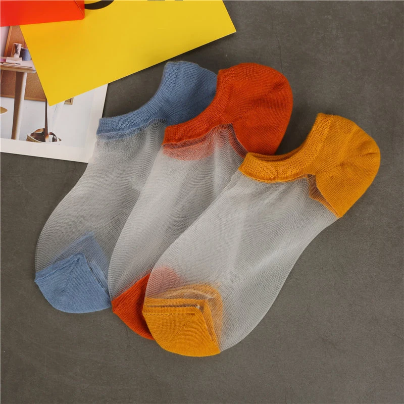 1 pair Fashion Cotton boat socks New spring and summer Thin section transparent Woman socks Asakuchi Non-slip invisible socks