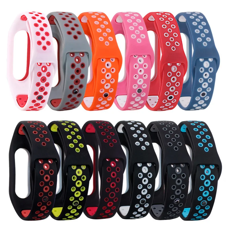 Новый силиконовый двойной цветной ремешок на запястье для Xiaomi mi Band 2 часы замена