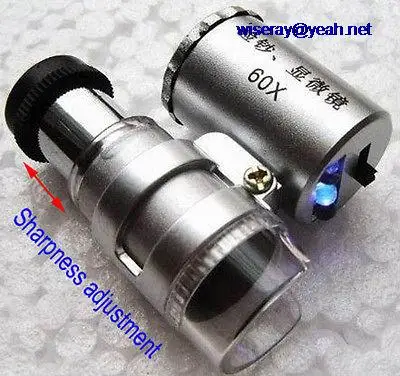 

DHL/EMS 20PCS Jeweler Mini 3 LED FOCUS WHEEL 60X Magnifying Glass Magnifiers Microscope-A7