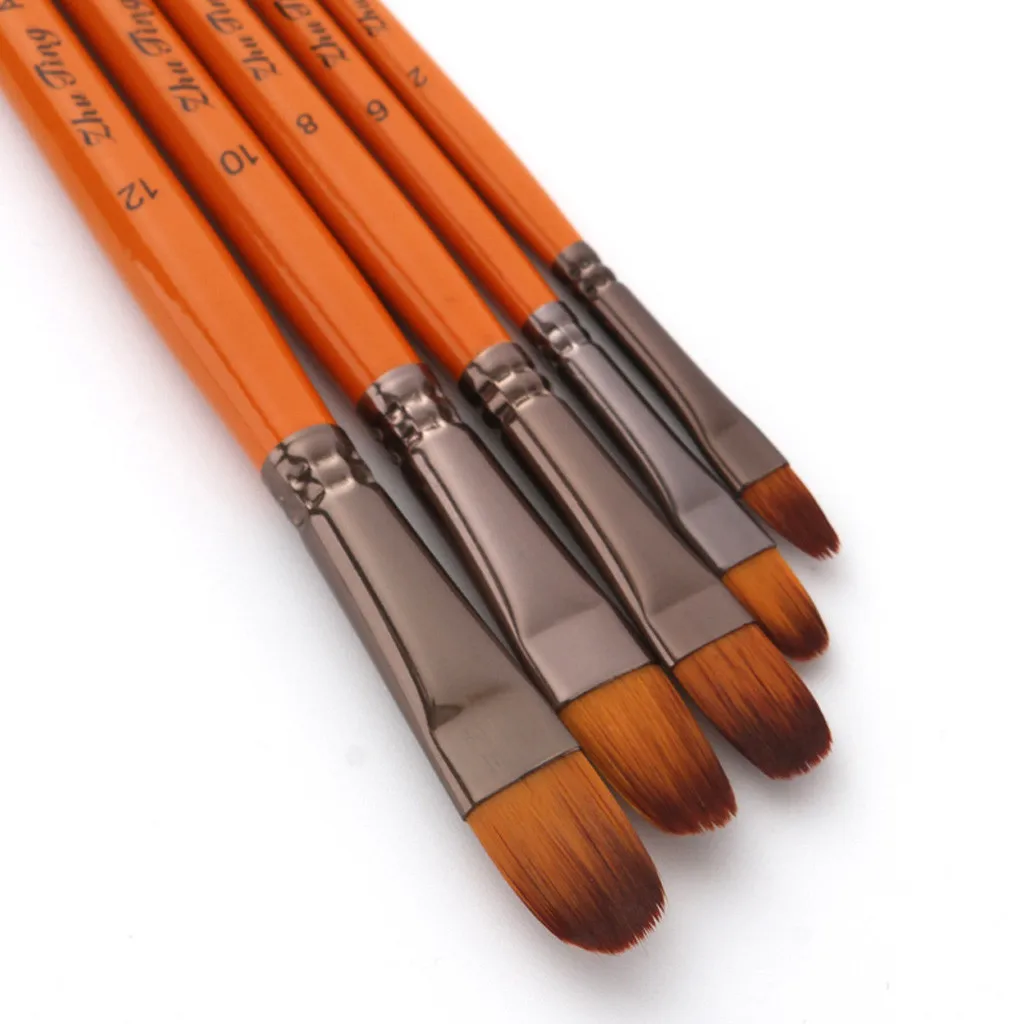 En venta Pinceles para pintar con acuarela, pinceles para pintar con punta plana y acrílica al óleo, 5 unidades nlK8mBdd0