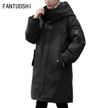 Новая одежда, куртки, однотонная парка, модное пальто, верхняя одежда, длинное Толстое Зимнее пальто для мужчин и женщин, теплое хлопковое пальто с капюшоном