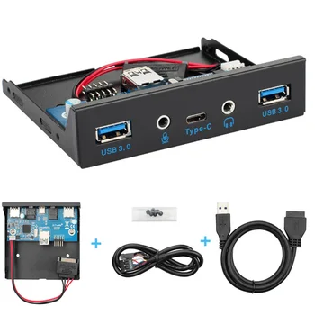 

USB 3.1 Front Panel Hub 3.5inch Panel Computer Expansion Board Connector Support Type-C USB 3.0 USB 2.0 Microphone Audio Port