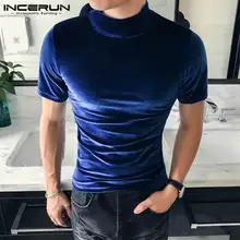 

Stylish New Men's Solid Fashion Style Camiseta Casual Comforatable Male Hot Sale Suede Light Short-sleeved T-shirt S-5XL INCERUN