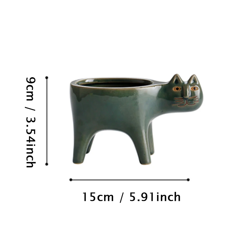 Charming Ceramic Cat Planter for Succulents and Flowers - Decorative Garden and Balcony Accent