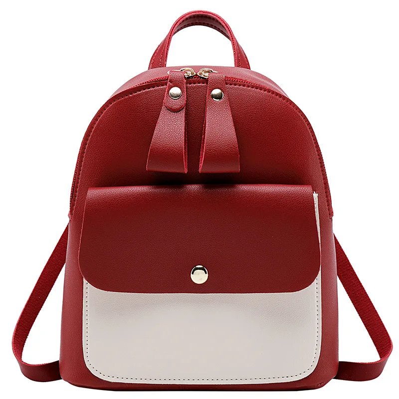 Мини-рюкзак женская сумка через плечо из искусственной кожи для девочек-подростков Детский многофункциональный маленький рюкзак женский школьный рюкзак - Цвет: Красный