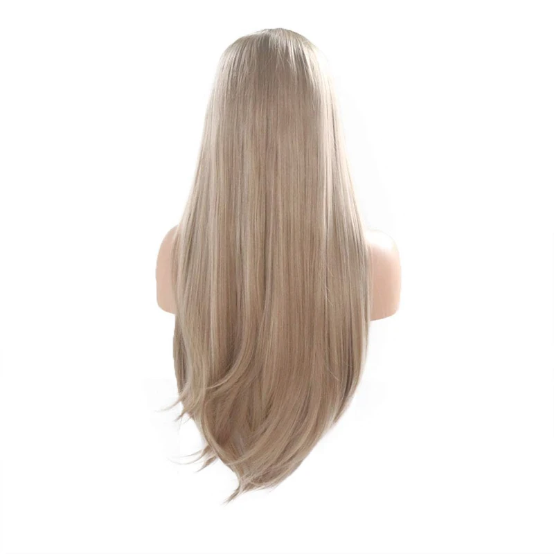 Charisma Brown Roots Ombre Blonde Wig Straight Hair Synthetic Lace Front Wig For Black Women Natural Hairline Wigs 13X3