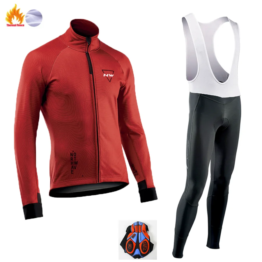 Winter Jersey Suit Новинка, Northwave, Зимняя Теплая Флисовая одежда для велоспорта, NW Warning, Мужской трикотажный костюм, куртка для езды на велосипеде, MTB, одежда, комбинезон, комплект - Цвет: Winter Jersey Suit