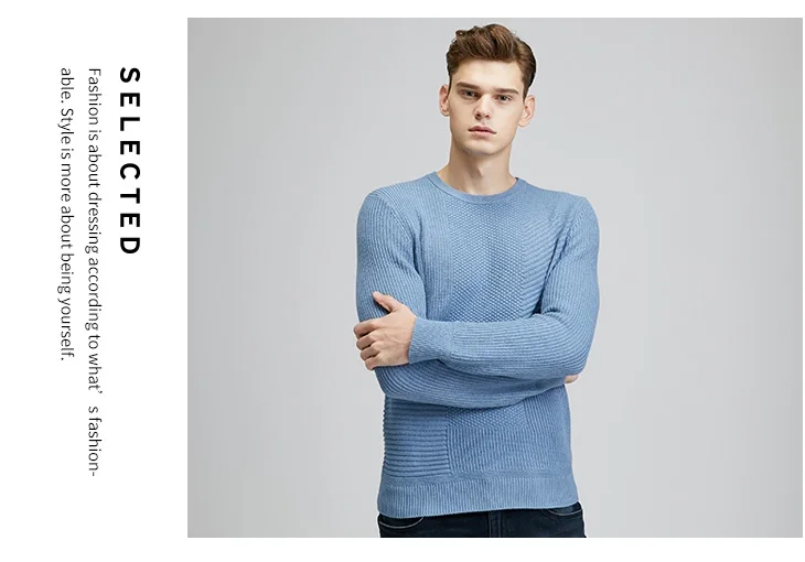 Отборный мужской зимний рельефный пуловер Одежда круглый свитер с вырезом с длинными рукавами вязаный S | 419424549