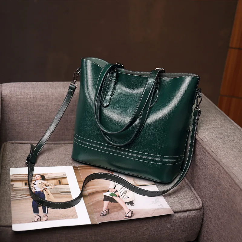 Billig Echtes Leder Tasche Handtasche Frauen Bolsos Mujer Luxus Handtaschen Frauen Taschen Designer Vintage Retro Große Kapazität Casual Tote C817