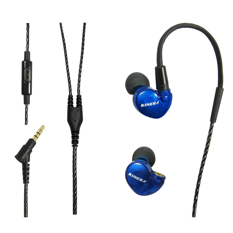 blue AK KINERA BD005 1DD+ 1BA гибридные наушники вкладыши HIFI DJ монитор бег спортивные наушники ушные наушники с микрофоном Отсоединяемый кабель - Цвет: blue
