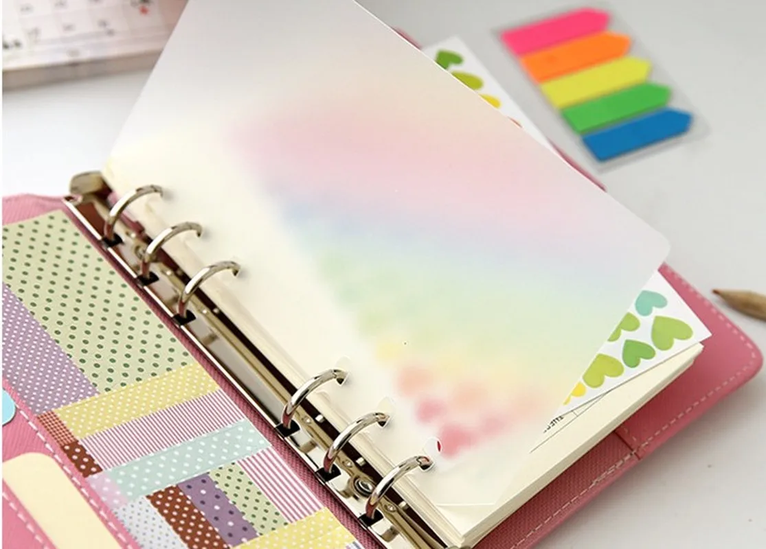 A5 A6 PP 6 Ring Binder Organizer Divider Separator Board Inner Paper Agenda Planner Notebooks for Students 2pc/lot
