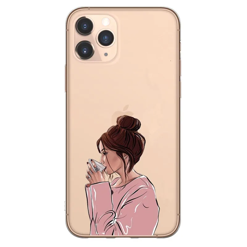 TPU Мягкий чехол coffee Girl boss для iPhone 11 Pro MAX 5,8 6,1 6,5 дюймов, Силиконовый Модный женский чехол для iPhone X 6 6S 7 8 Plus XR XS MAX - Цвет: TPU