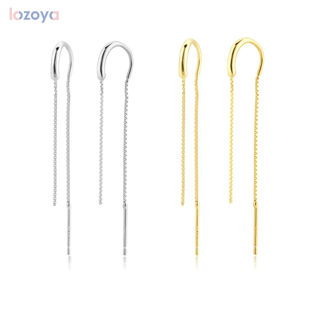 Lozoya 925 Sterling Rock Jewelry Ohrringe Silver Gold Chain Piercing Drop Earring Long Chains Thread Pin Luxury Spain  Pendiente