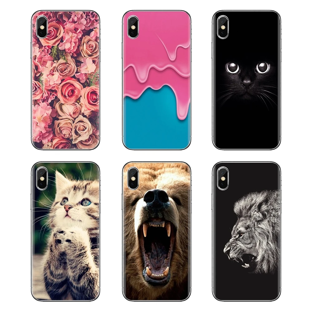 

For Huawei Mate Honor 4C 5C 5X 6X 7 7A 7C 8 9 10 8C 8X 20 Lite Pro Transparent TPU Cases Cover Fruit Wave Cat Lion Leopard Tiger