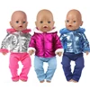2Pcs in 1,  Winter Doll Clothes Suit Fit 43cm  Baby Doll Doll Warm Jackets+Pants and Doll accessories Children best Gift 1