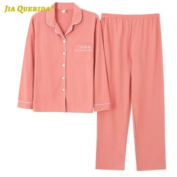 

Ladies Solid Long Sleeve Long Pants Sleepwear Fashion Style Casual Style Homesuit Homeclothes Turn Down Collar Front Pocket