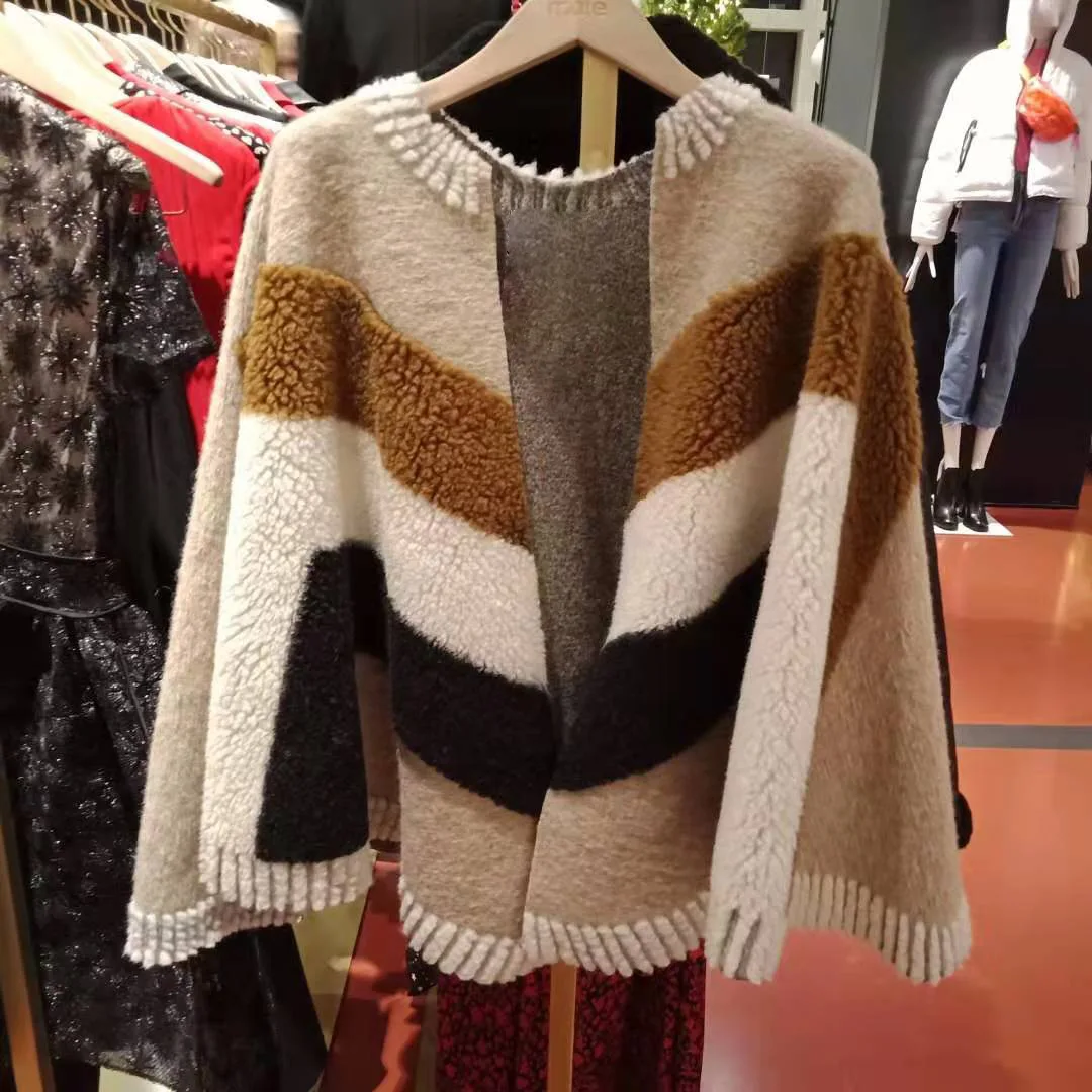 New autumn winter French style Vintage soft color matching Spliced wool Cape women Cape short coat womens plus size fashions - Цвет: as pic