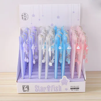 

48 pcs/lot Kawaii Fish Bone Pendant Gel Pen Cute 0.5 mm black ink Signature pens office school writing supplies stationery gift