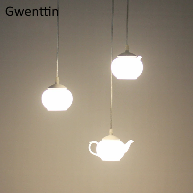 Teapot Pendant Lights Modern Led Hanging Lamps for Dining Room Kitchen Bedroom Lighting Fixtures