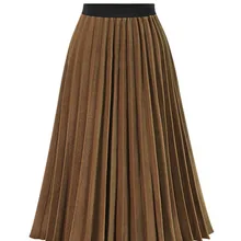 SAGACE, модная женская плиссированная однотонная длинная эластичная юбка с завышенной талией, женские вечерние юбки черного и розового цвета, повседневные юбки, A301021