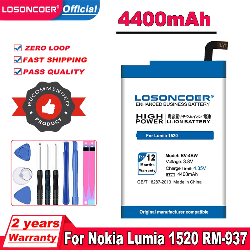 LOSONCOER 4400mAh BV-4BW For Lumia1520 New Battery Nokia Lumia 1520 BV4BW Batteries | Мобильные телефоны и аксессуары