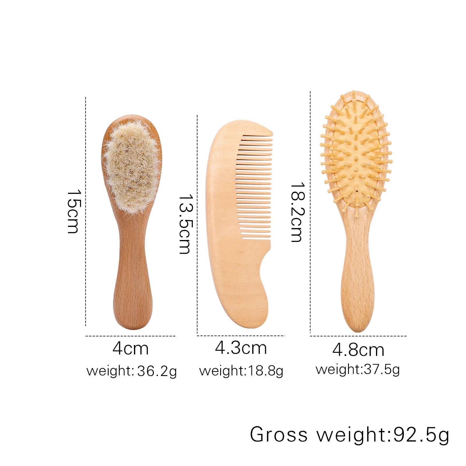 1pc Newborn Baby Hair Brush and Comb Set Wooden Brush Natural Wool Comb Portable Infant Head Massager For Baby Care Product