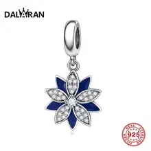 DALARAN, 925 пробы, серебряные подвески, подвеска в виде снежинки, подходят под оригинальные браслеты, ожерелье, голубой циркон, эмаль, ювелирные изделия, подарок девушке