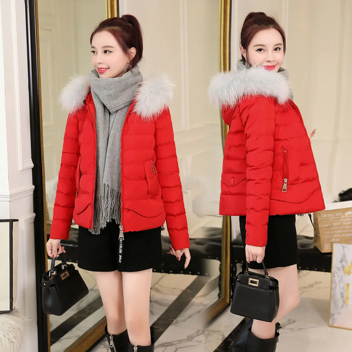

Down Jacket Cotton-padded Clothes Women's Short 2018 Winter New Style WOMEN'S Dress Korean-style Students Thin Cotton-padded Jac